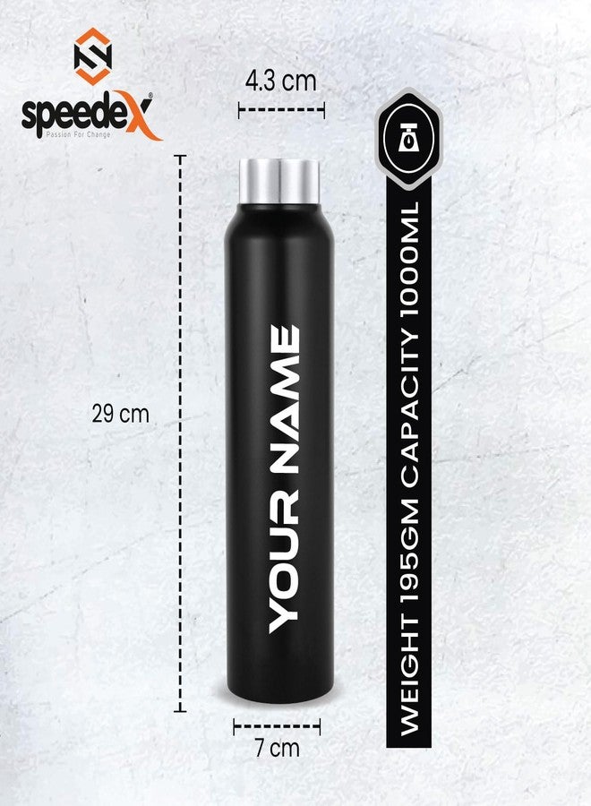 سبيديكس زجاجة مياه Speedex سوداء اللون مصنوعة من الفولاذ المقاوم للصدأ، سعة 1 لتر، مزودة بغطاء فولاذي - مانعة للتسرب، خفيفة الوزن، متينة | مناسبة للأطفال والكبار، للاستخدام في المكتب والمدرسة والسفر (1000 مل) (لون أسود) - Image 2